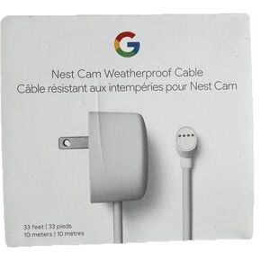 Google Nest Cam Weatherproof Power Cable, White, 33 Ft/10 M New/Sealed
